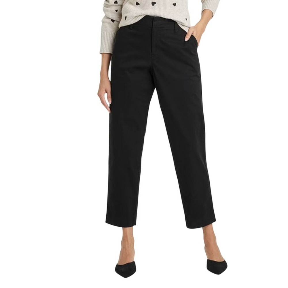 A New Day Women's Black High Rise Straight Ankle Chino Pants Size 8R